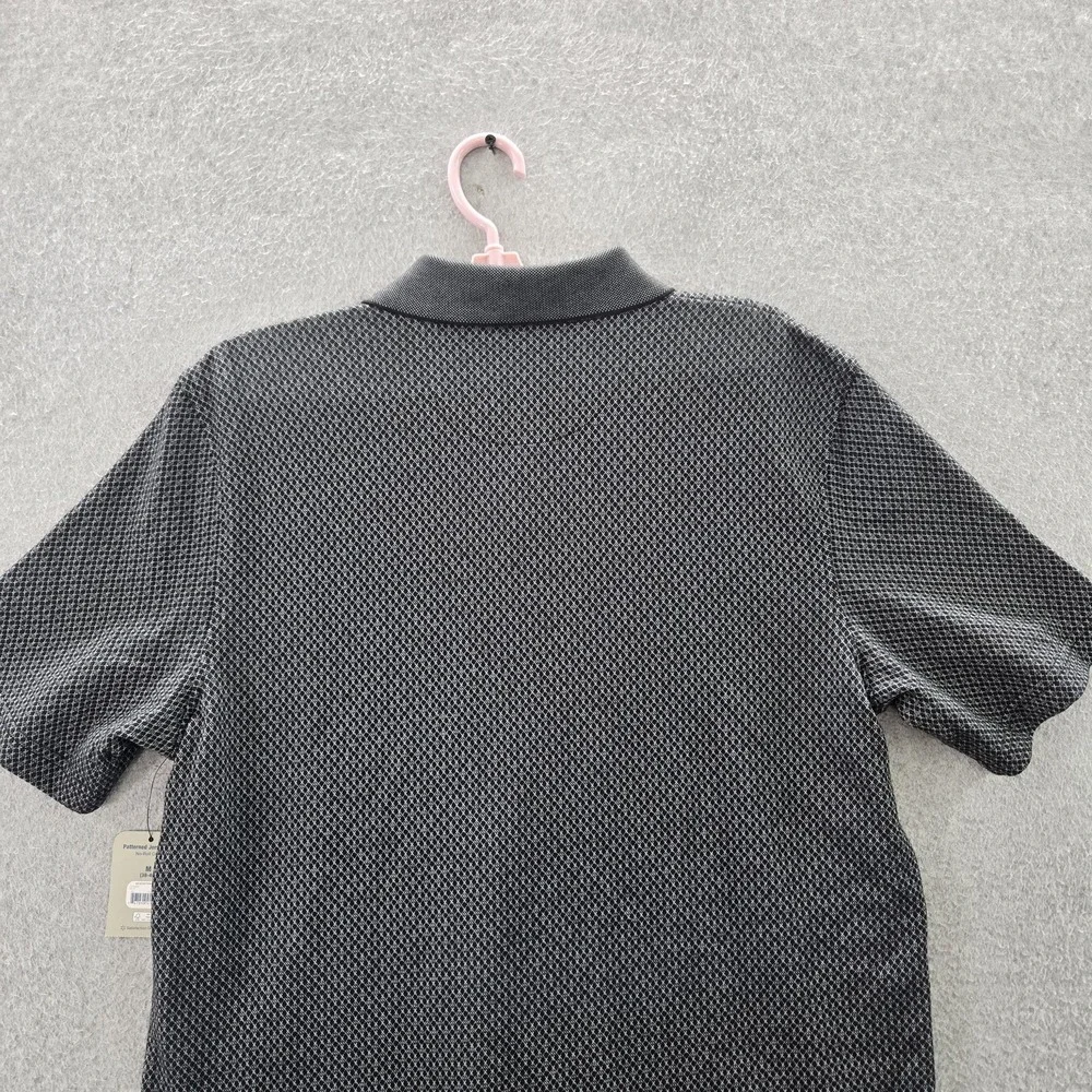 George Men Polo‎ M (38-40) Black Geometric Button Short Sleeve NWT